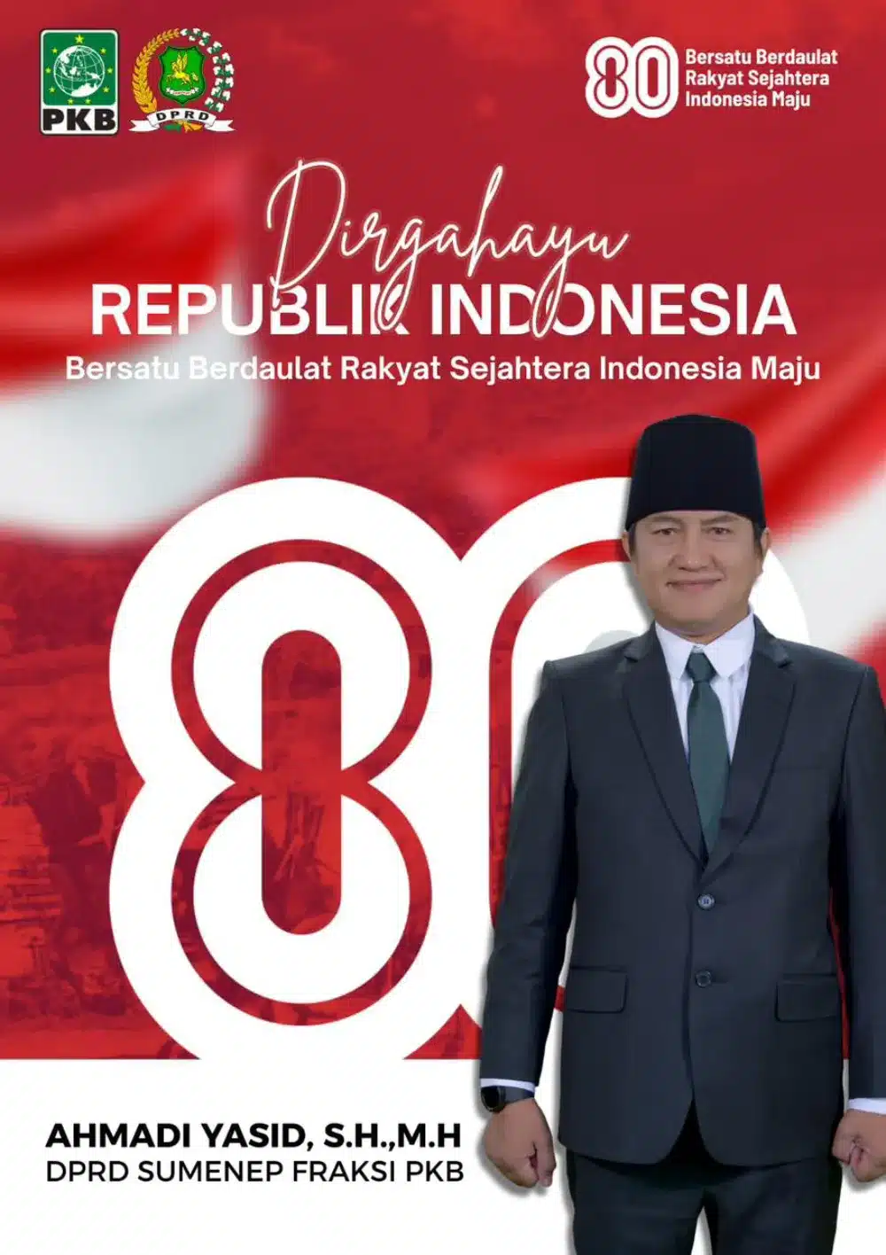Akhmadi Yasid saat menyampaikan pandangan tentang kemerdekaan dan pemerataan pembangunan di Madura pada HUT RI ke-80.