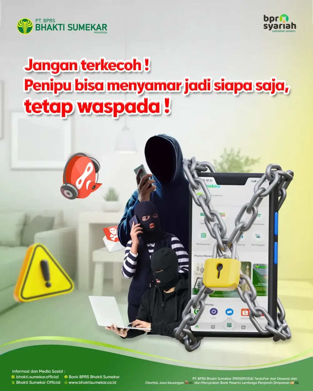 Direktur Utama BPRS Bhakti Sumekar, Hairil Fajar, mengimbau nasabah menjaga keamanan transaksi digital melalui aplikasi BBS Mobile.