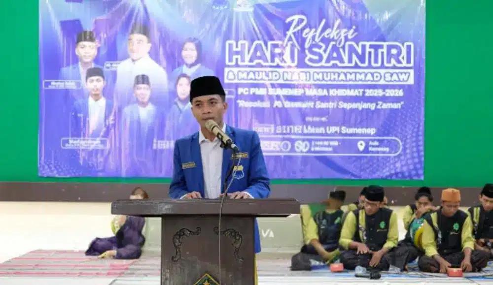 Kegiatan Refleksi Hari Santri dan Maulid Nabi yang digelar PC PMII Sumenep di Aula Kemenag, dihadiri ratusan kader dengan semangat kebangsaan pada Jumat (07/11/2025). (ISTIMEWA)