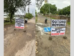 Jalan Rusak Parah, Warga Karanganyar Bentangkan Spanduk “Bupati dan DPRD Dilarang Lewat”