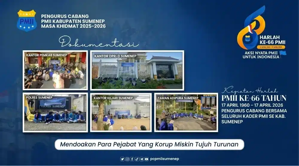 Kader PMII Sumenep menggelar istighasah di depan Kantor Pemkab saat Harlah ke-66